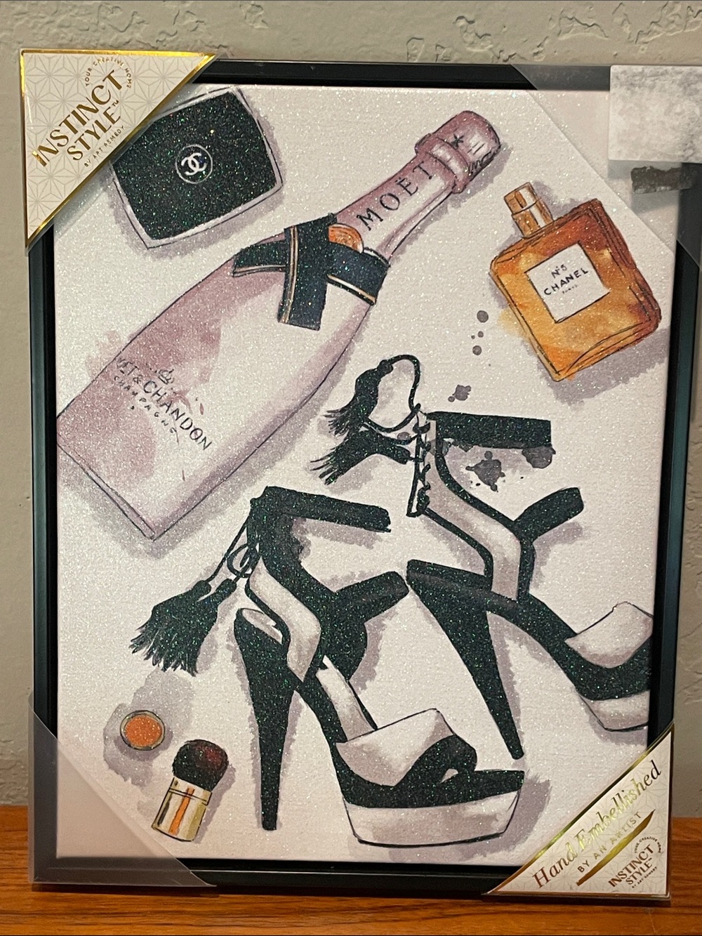 Hand Embellished Framed Print NWT
